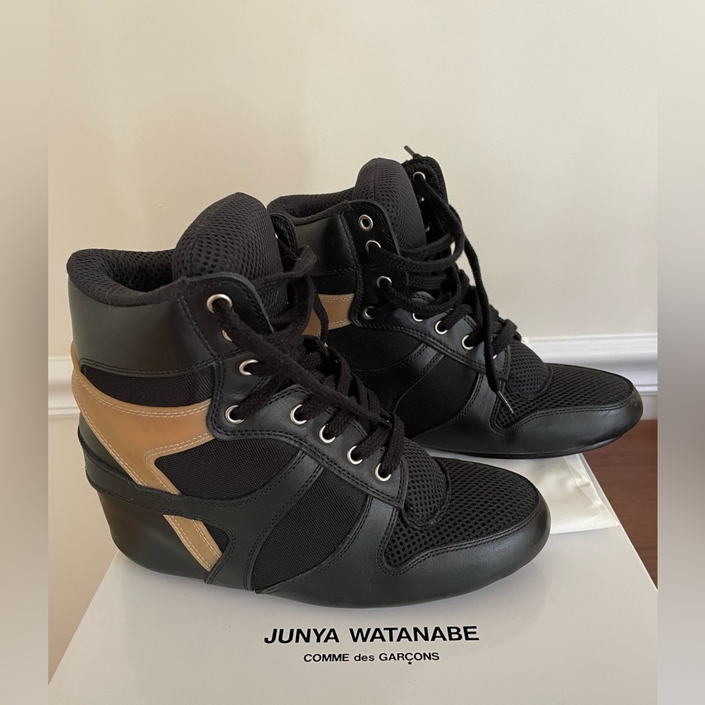 Junya Watanabe Comme des Garcons Black Wedge Sneaker Women Size 6